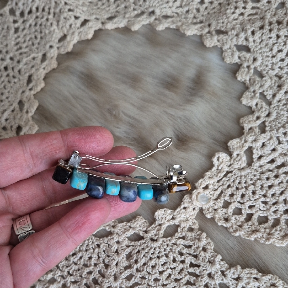 🌙Artisan Howlite Sodalite Tigers Eye Hair Clip - Picture 5 of 9